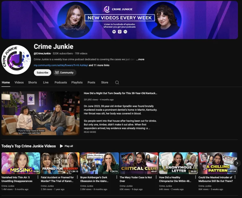 Crime Junkie YouTube channel