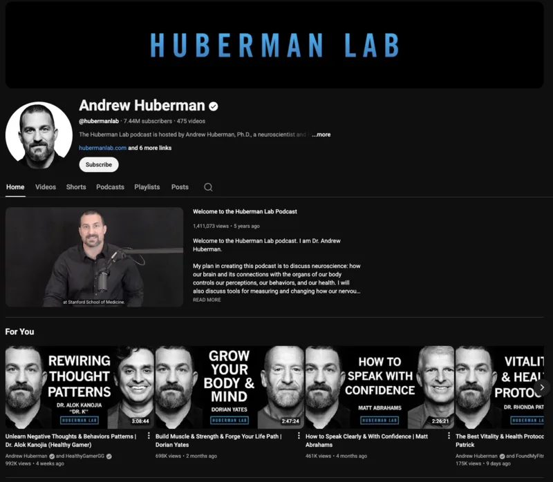 Huberman Lab YouTube channel
