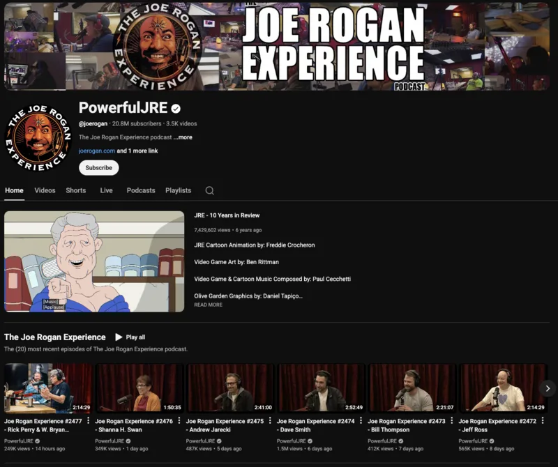 The Joe Rogan Experience YouTube channel